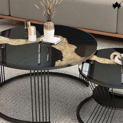 Round Nesting Table Set – Modern Black & Gold Epoxy Tables | Fankaarlok