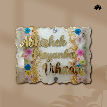 Eden Bloom – Floral Nameplate for Home Entrance | Personalized Couple Nameplate