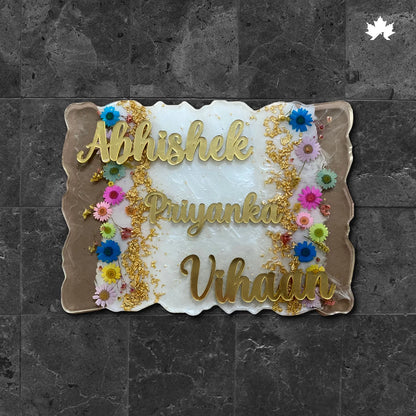 Eden Bloom – Floral Nameplate for Home Entrance | Personalized Couple Nameplate