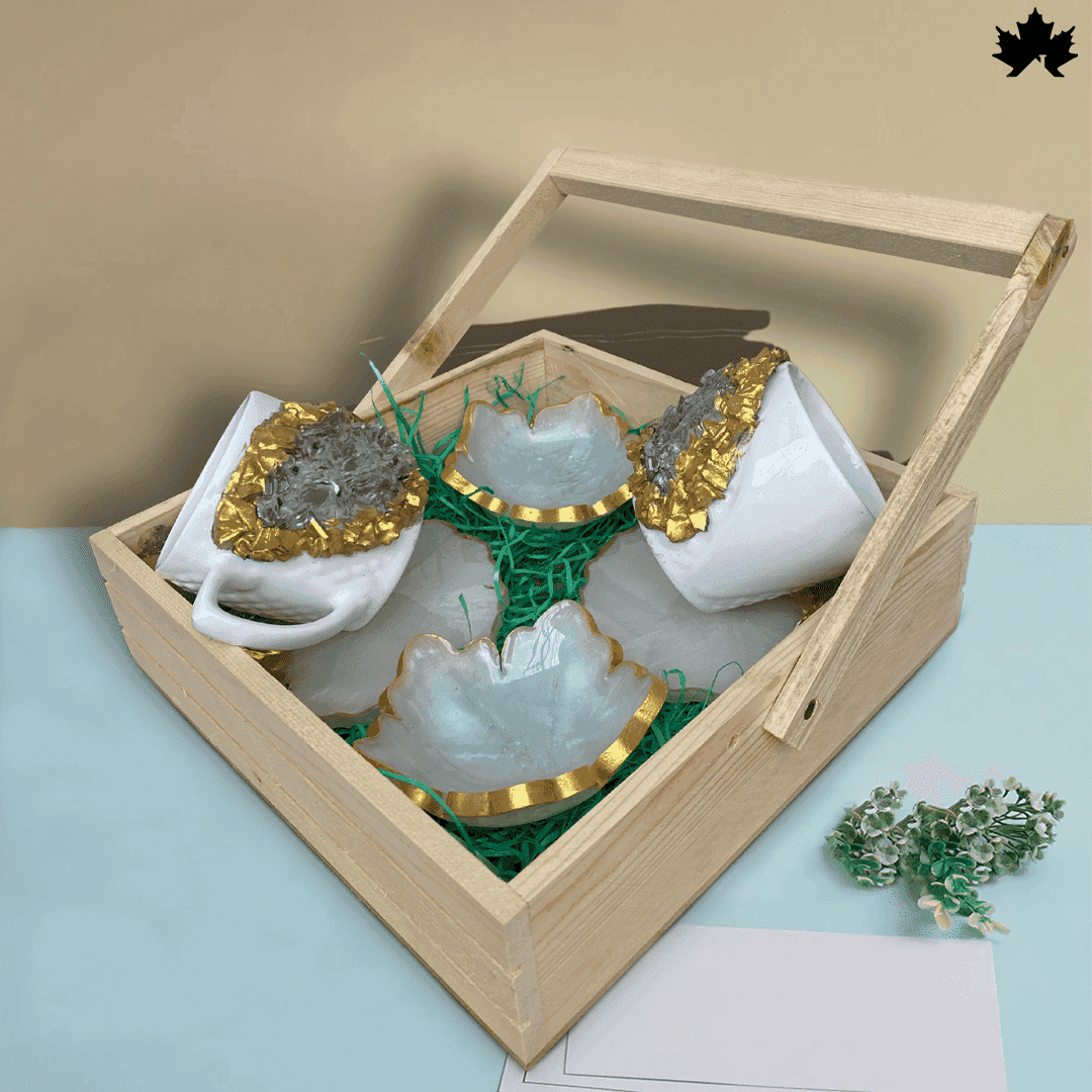 Stylish Tea Cup Set for Gifting | Handcrafted Luxury Cups with Coasters & Bowls - Fankaarlok