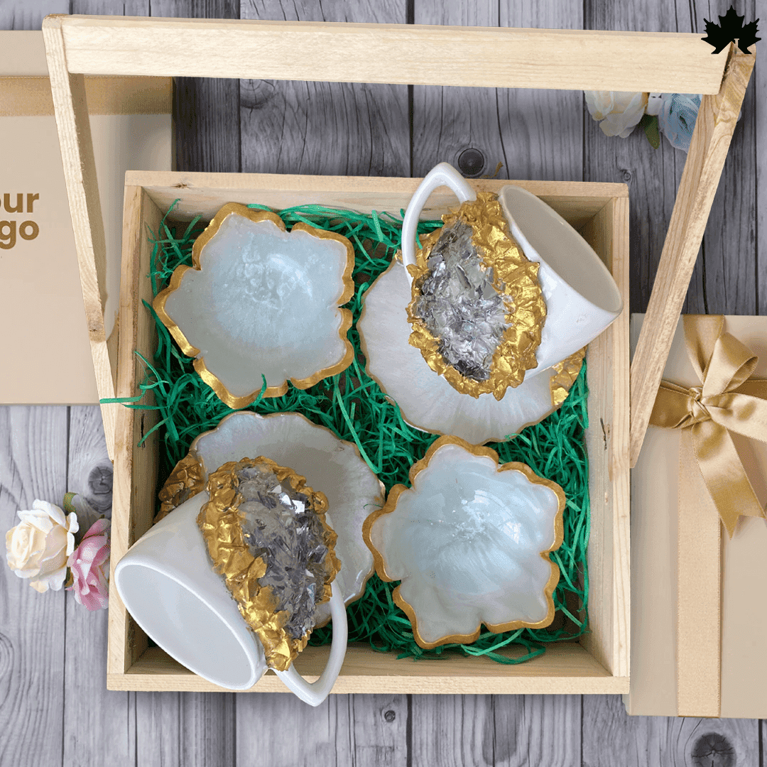 Stylish Tea Cup Set for Gifting | Handcrafted Luxury Cups with Coasters & Bowls - Fankaarlok