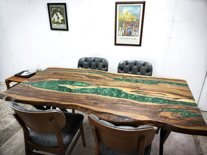 Teak Wood Dining Table – Handcrafted Epoxy Teak Dining Table | Fankaarlok