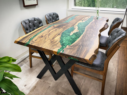 Teak Wood Dining Table – Handcrafted Epoxy Teak Dining Table | Fankaarlok