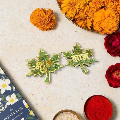 Glittering Green Shubh Laabh Pair - Autumn Leaf Collection - Fankaarlok