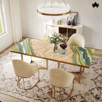 Dining Table 4 Seater – Luxury Geode-Inspired Epoxy & Gold Dining Table | Fankaarlok