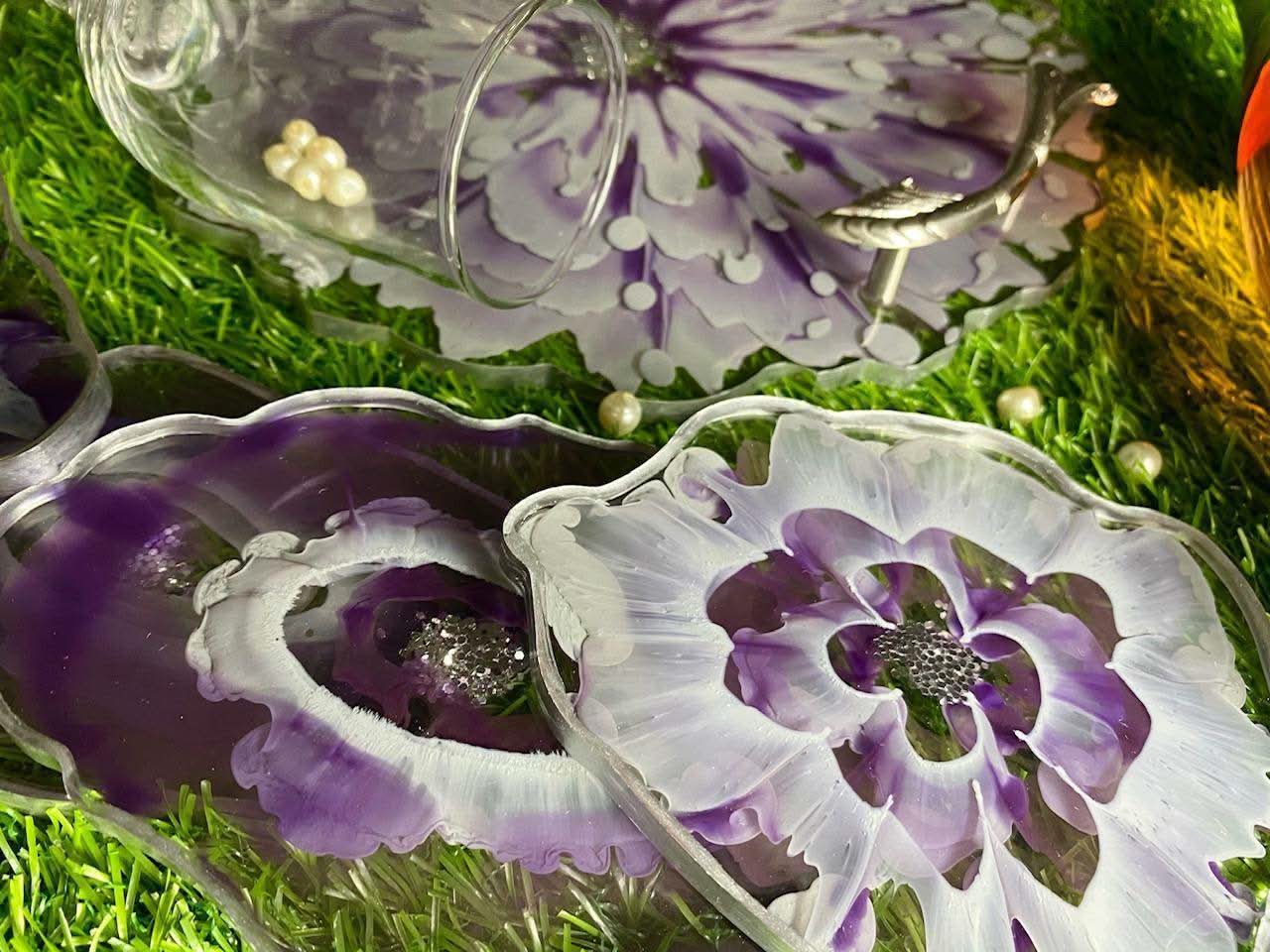 Modern Luxury Serving Set | Designer Tray with Coasters - Fankaarlok