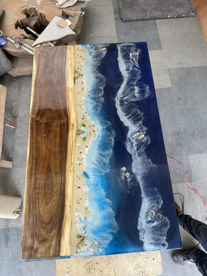 Ocean Dining Table – Beach Wave Epoxy Dining Table | Fankaarlok