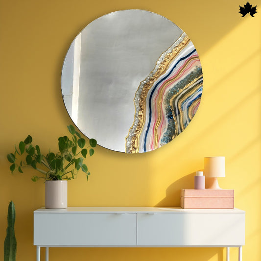 Prism Geo Slice – Resin Round Mirror | Buy Round Mirror for Living Room | Fankaarlok