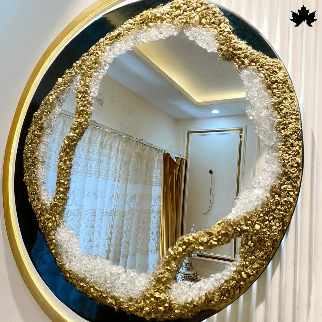 Crystal Aurora Round – Resin Unique Mirror for Living Room | Fankaarlok