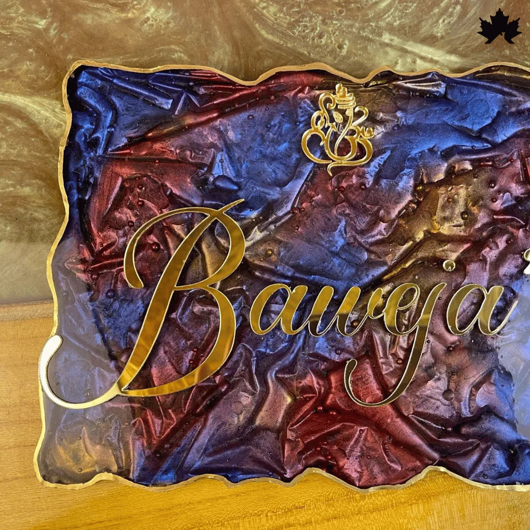 Unique Resin Art Nameplate for Home | Luxury Custom Nameplate | Fankaarlok