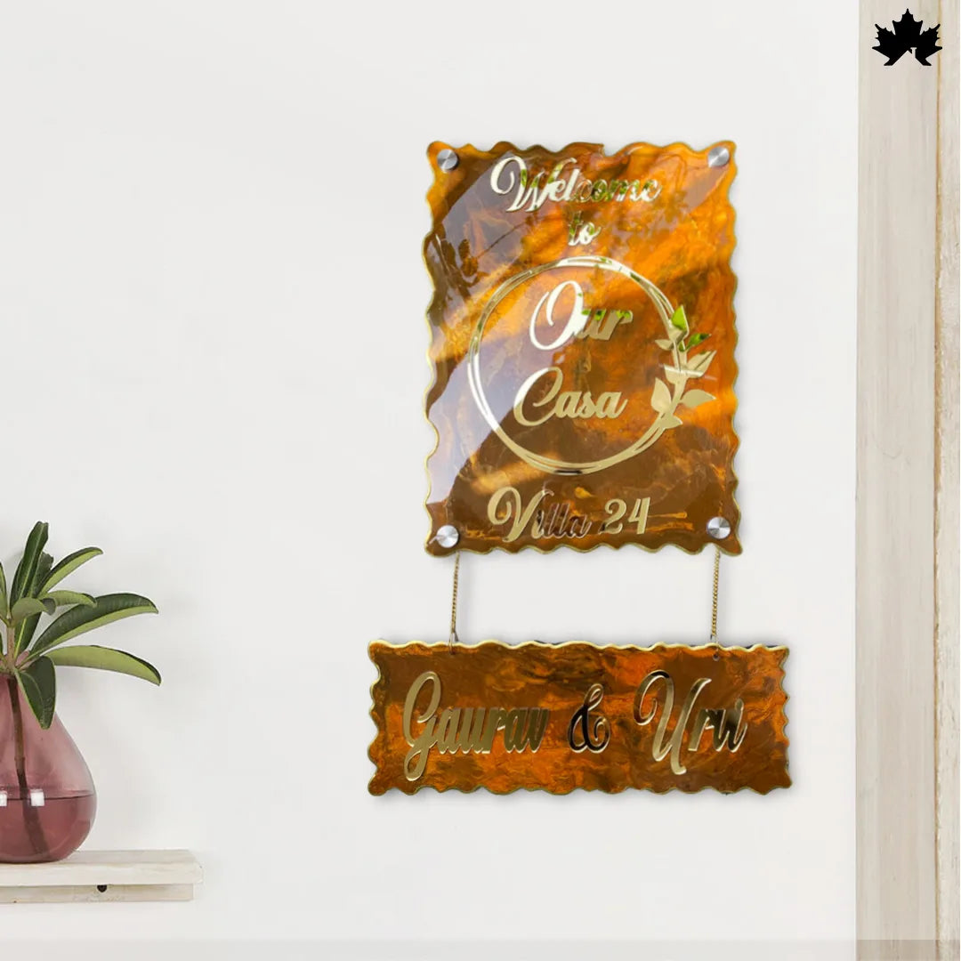 Gold Accent Custom Nameplate for Home | Buy Resin Nameplate Online India