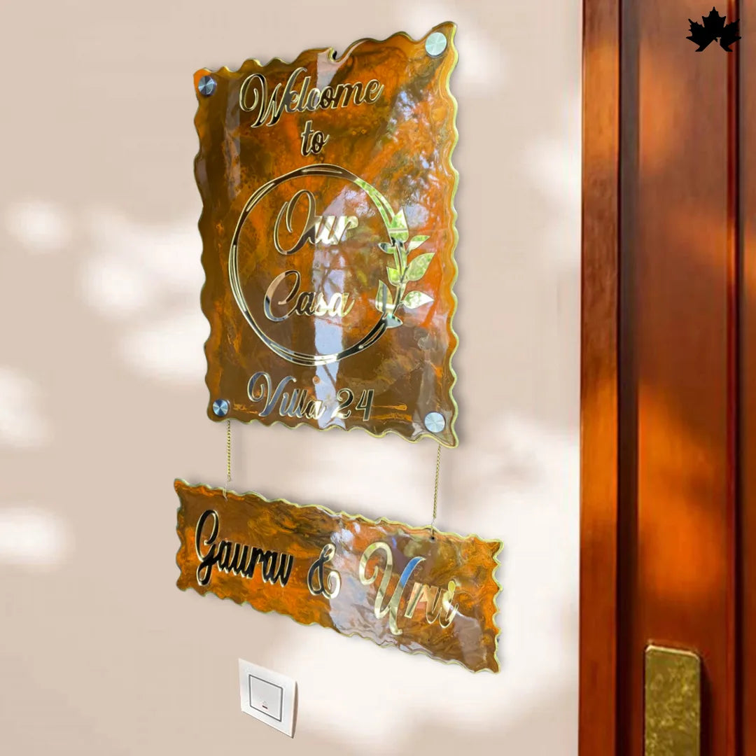 Gold Accent Custom Nameplate for Home | Buy Resin Nameplate Online India