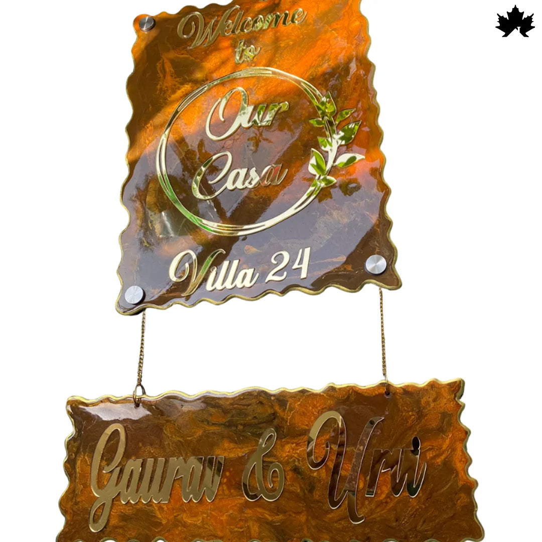 Gold Accent Custom Nameplate for Home | Buy Resin Nameplate Online India