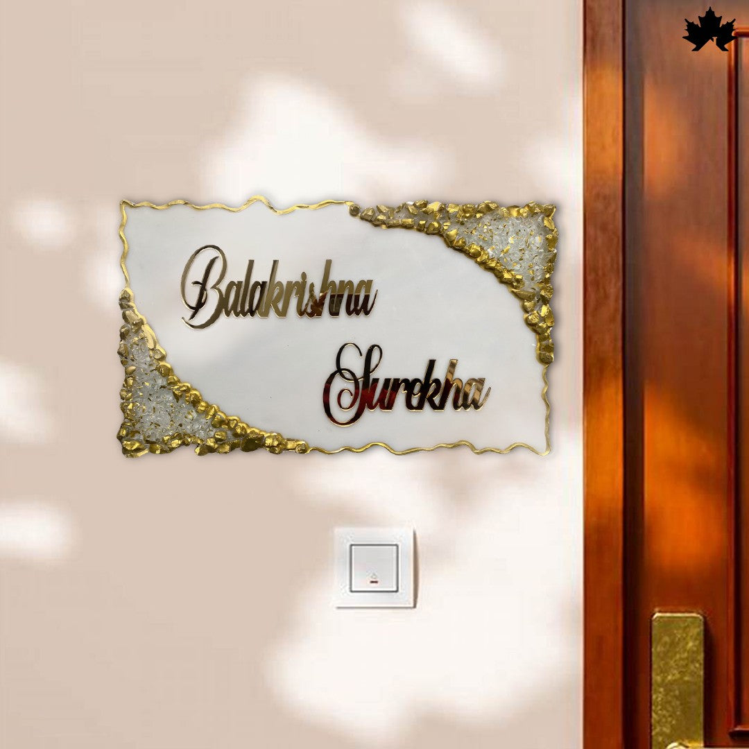 Waterproof Outdoor Nameplate for Home | Elegant Custom Nameplate with Gold Accents
