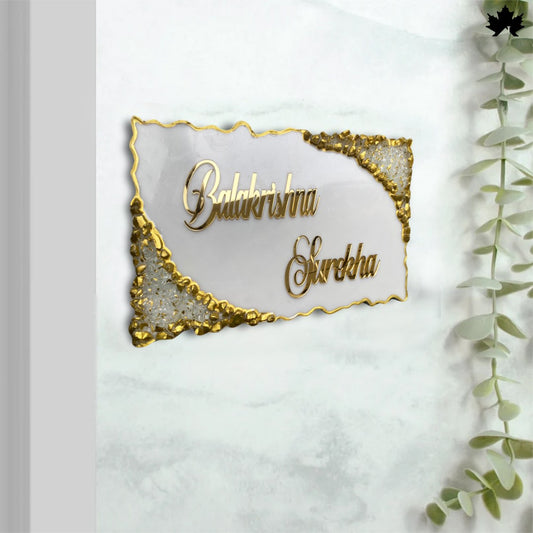 Waterproof Outdoor Nameplate for Home | Elegant Custom Nameplate with Gold Accents