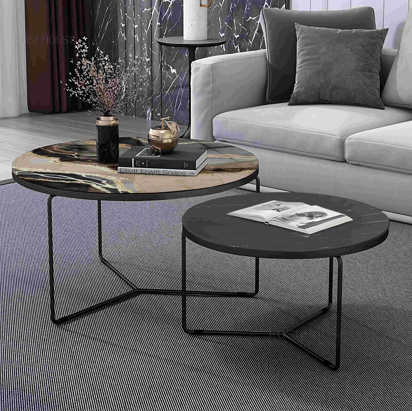 Nested Tables for Living Room – Modern Luxury Epoxy & Metal Set | Fankaarlok