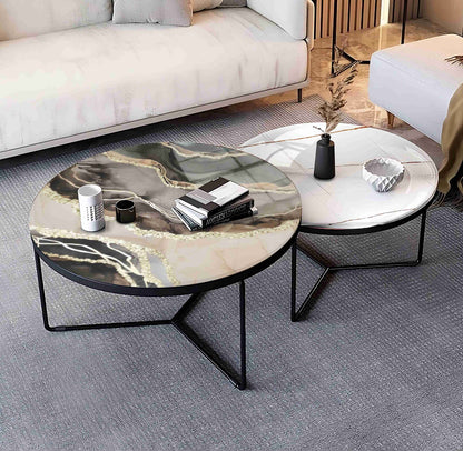 Nested Tables for Living Room – Modern Luxury Epoxy & Metal Set | Fankaarlok