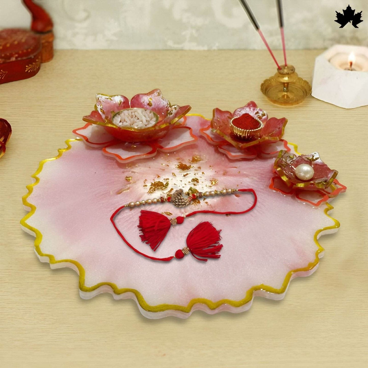 Blush Lotus Pooja Thali for Home Temple | Fankaarlok - Fankaarlok