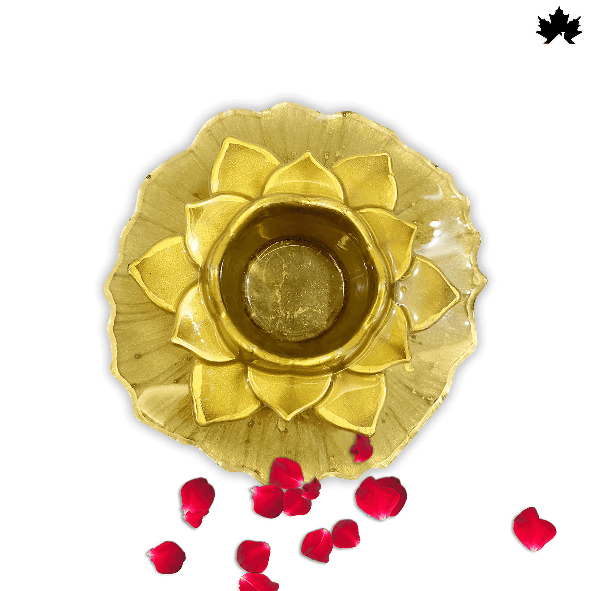 Golden Blossom Diya Holder - Elegant Jyot and Diya Holder for Aarti and Pooja Rituals - Fankaarlok