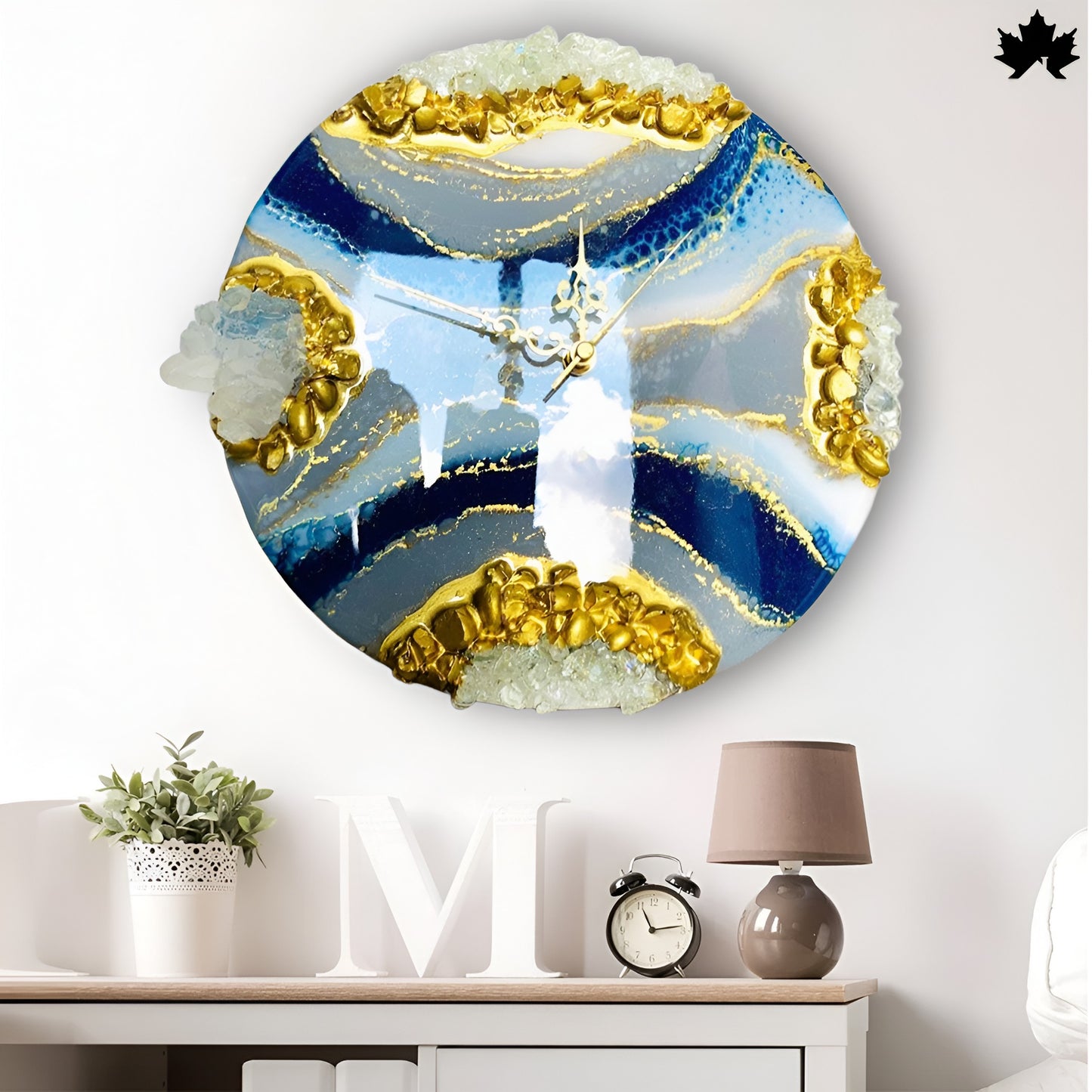 Geode Resin Art Clock – Crystal Edge Design | Round Wall Clock by Fankaarlok