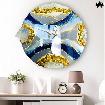 Geode Resin Art Clock – Crystal Edge Design | Round Wall Clock by Fankaarlok