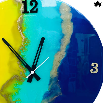 Resin Art Clock – Bold Modern Splash Design | Living Room Wall Decor Clock by Fankaarlok