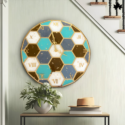 Hexagon Mosaic Pattern – Resin Art Clock  | Unique Wall Clock Design by Fankaarlok
