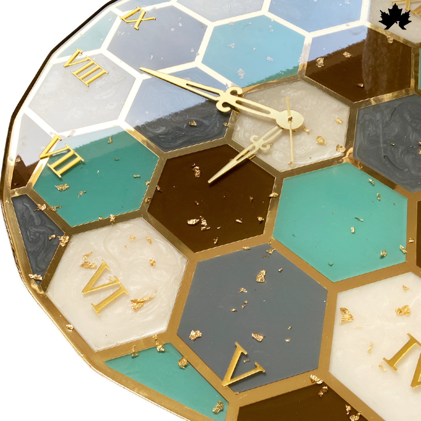 Hexagon Mosaic Pattern – Resin Art Clock  | Unique Wall Clock Design by Fankaarlok