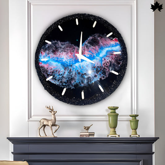 Galaxy Resin Art Clock – Sparkle Edge Design | Home Decor Wall Clock by Fankaarlok