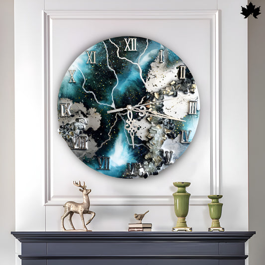 Geode Resin Art Clock – Metallic Design | Buy Wall Clock Online from Fankaarlok