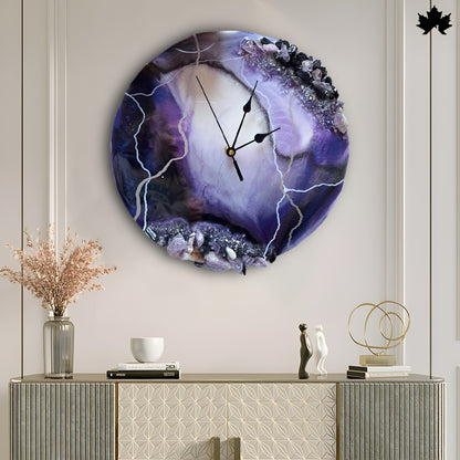 Amethyst Crystal Resin Art Clock –  Geode Wall Clock by Fankaarlok