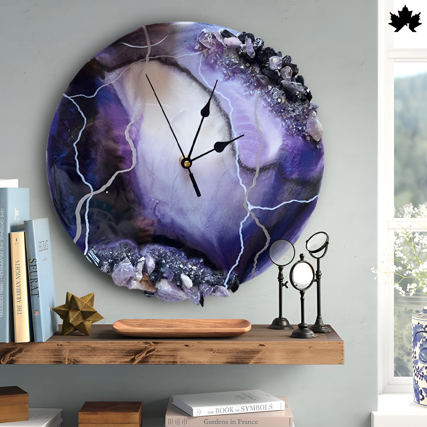 Amethyst Crystal Resin Art Clock –  Geode Wall Clock by Fankaarlok