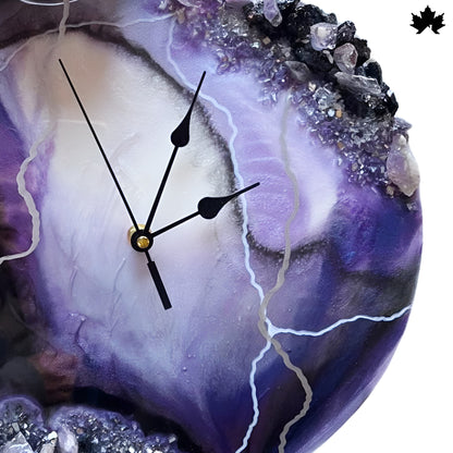 Amethyst Crystal Resin Art Clock –  Geode Wall Clock by Fankaarlok