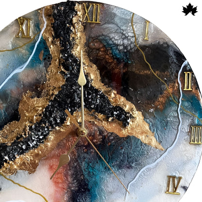 Geode Wall Clock – Black Gold Crystal Design | Classy Wall Clock Design by Fankaarlok