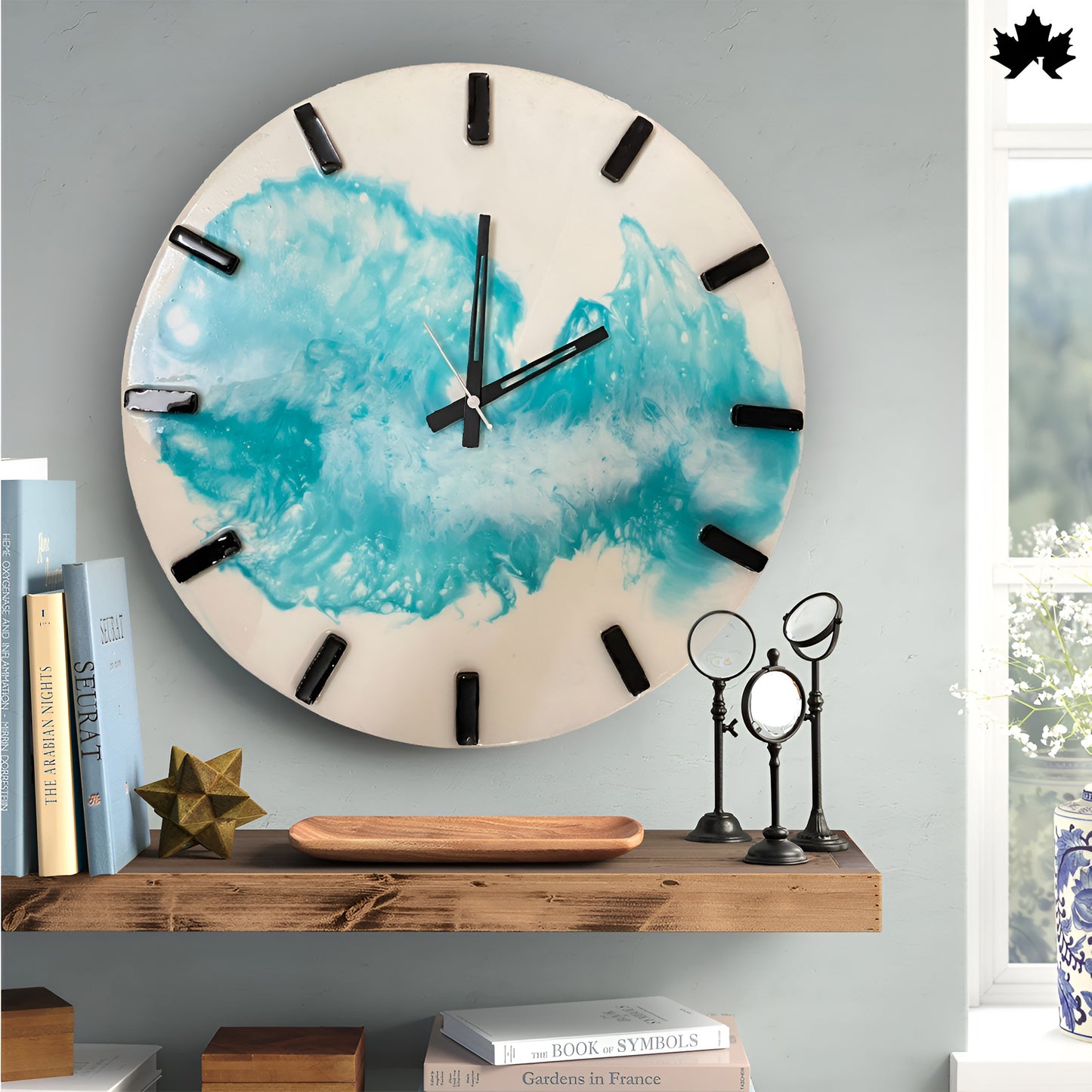 Aqua Wave Resin Art Clock | Stylish Wall Clock by Fankaarlok