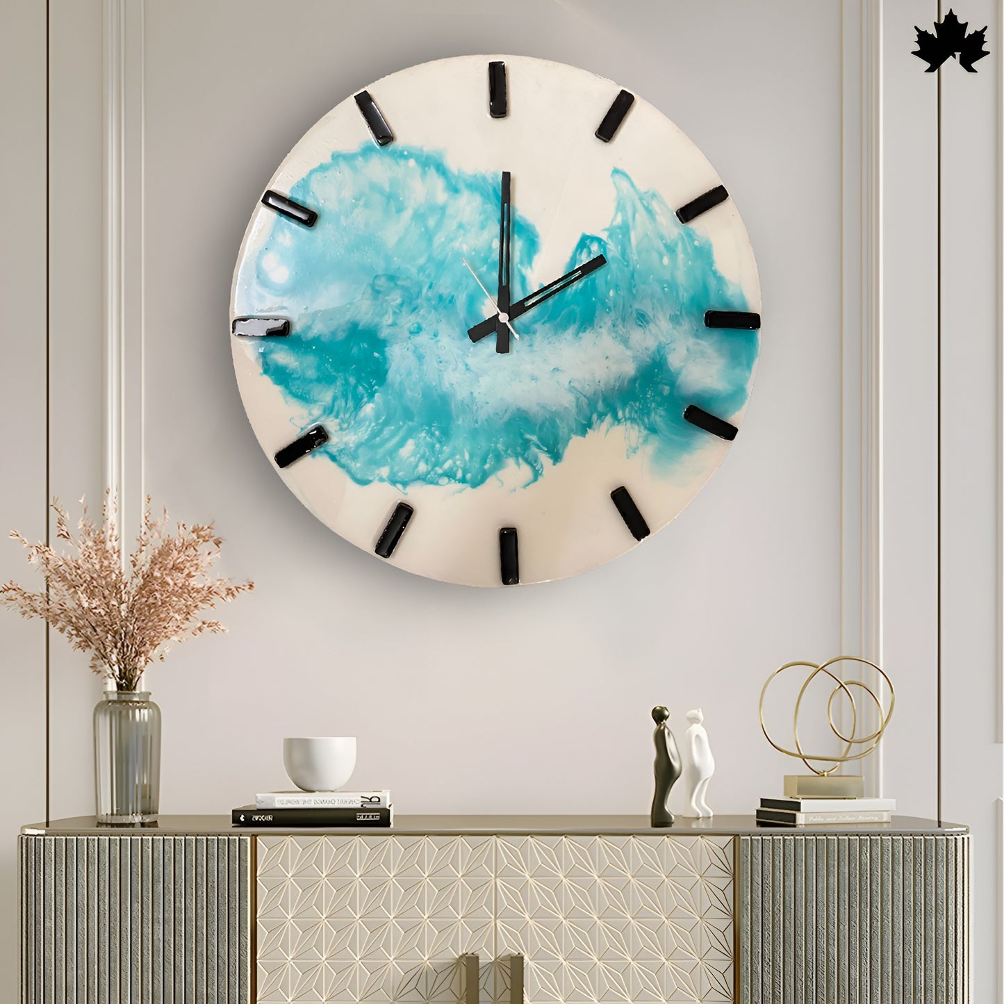 Aqua Wave Resin Art Clock | Stylish Wall Clock by Fankaarlok
