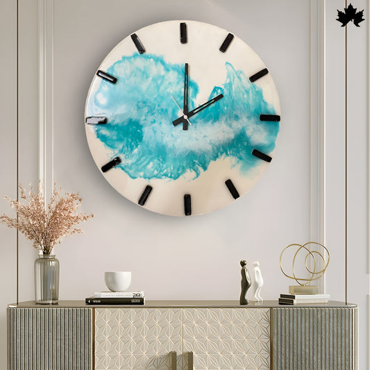 Aqua Wave Resin Art Clock | Stylish Wall Clock by Fankaarlok