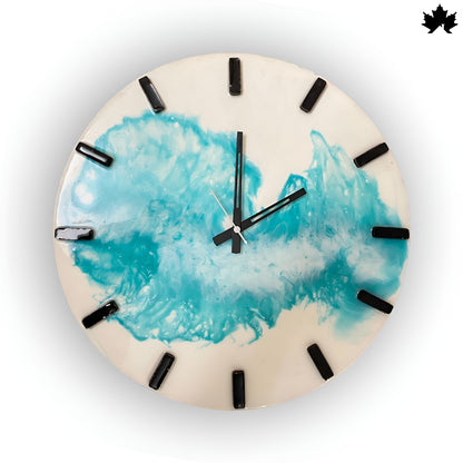 Aqua Wave Resin Art Clock | Stylish Wall Clock by Fankaarlok