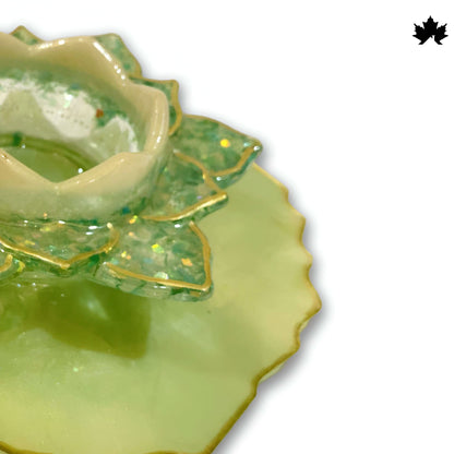 Luxury Diya Set for Gifting | Golden Lotus Base with Brass Diya - Fankaarlok