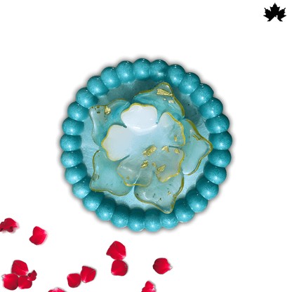 Diwali Decorative Diya Set with Brass Diya & Blue Floral Base | Fankaarlok - Fankaarlok