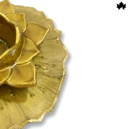 Golden Blossom Diya Holder - Elegant Jyot and Diya Holder for Aarti and Pooja Rituals - Fankaarlok