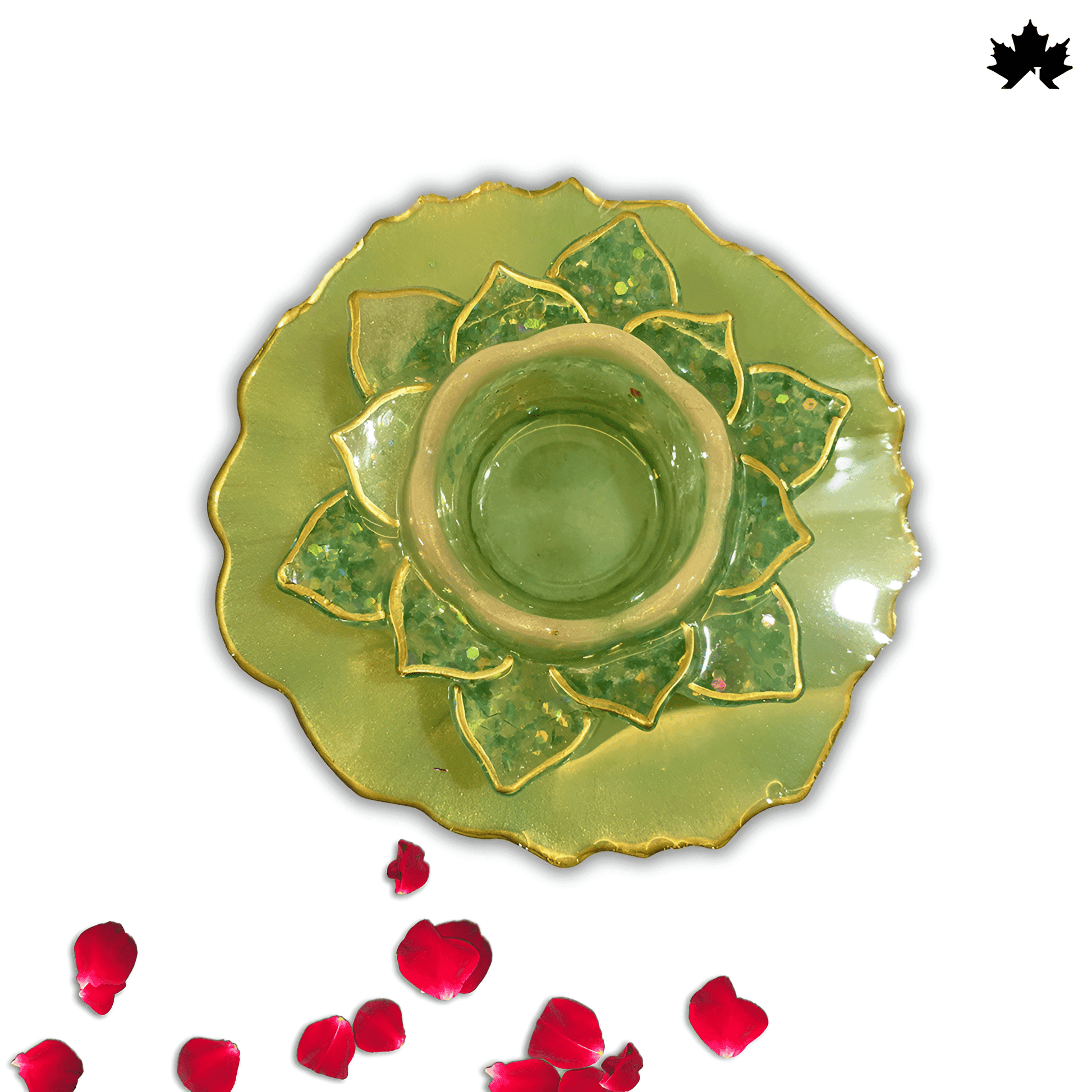 Luxury Diya Set for Gifting | Golden Lotus Base with Brass Diya - Fankaarlok