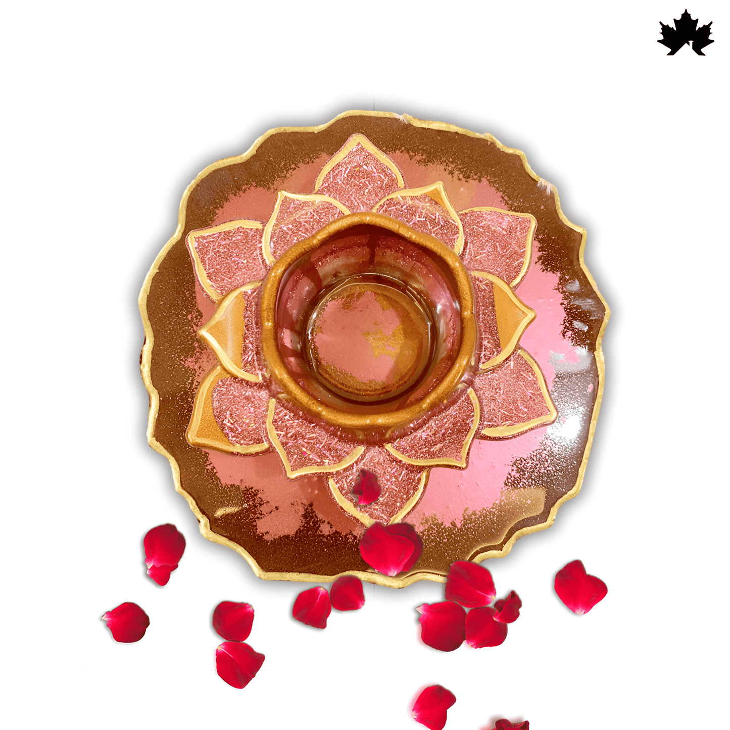Brass Diya with Holder | Designer Floral Base for Pooja & Gifting - Fankaarlok