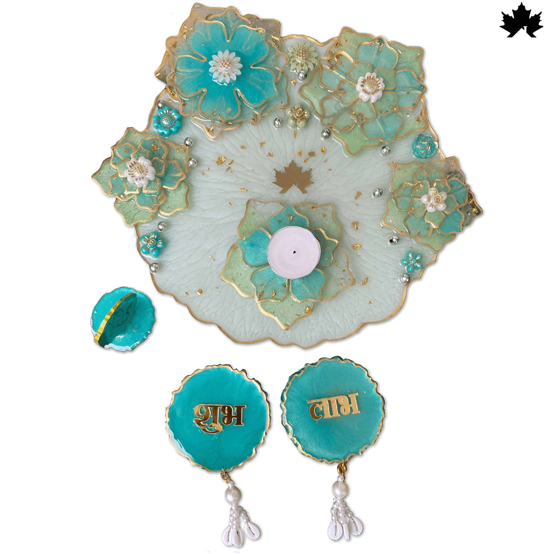 Luxury Diwali Pooja Thali Hamper | Shubh Laabh, Om, and Decorative Diya Holder - Fankaarlok