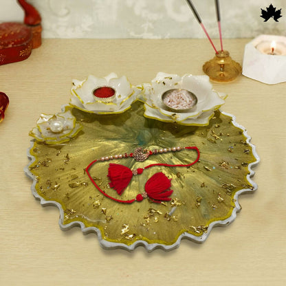 Golden Lotus Elegance – Best Pooja Thali for Gifting | Fankaarlok - Fankaarlok