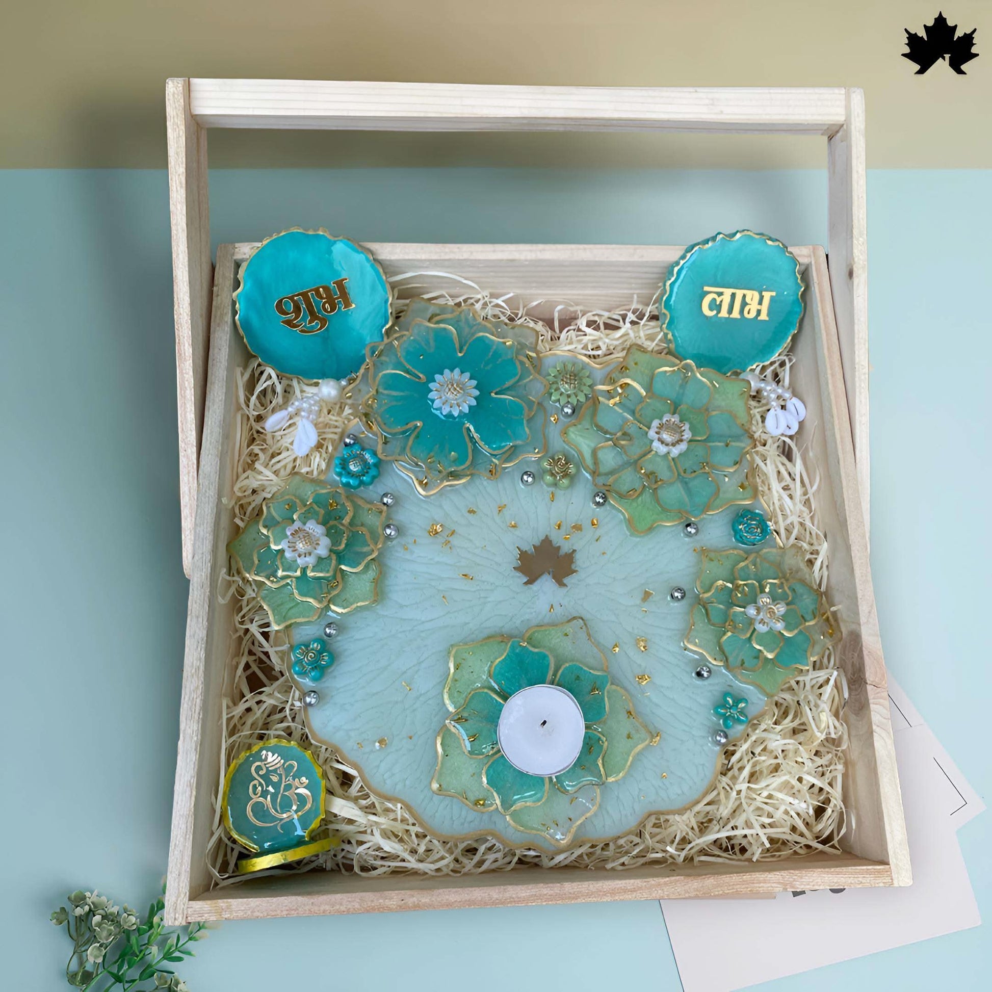 Luxury Diwali Pooja Thali Hamper | Shubh Laabh, Om, and Decorative Diya Holder - Fankaarlok