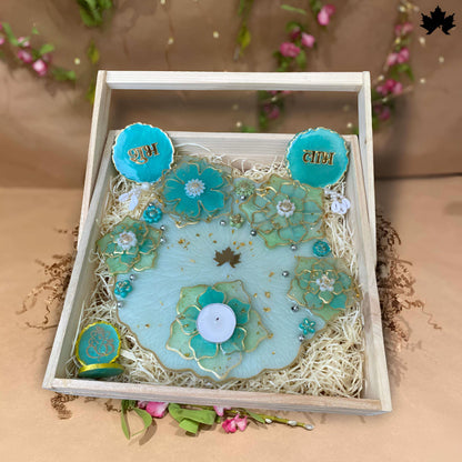 Luxury Diwali Pooja Thali Hamper | Shubh Laabh, Om, and Decorative Diya Holder - Fankaarlok