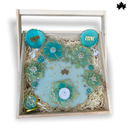 Luxury Diwali Pooja Thali Hamper | Shubh Laabh, Om, and Decorative Diya Holder - Fankaarlok
