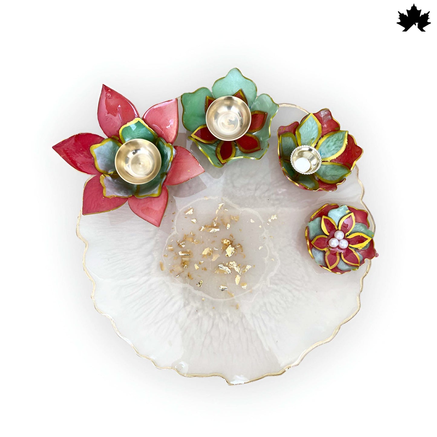 Luxury Pooja Thali for Gifting | Designer Lotus Bowl Thali for Festivals & Weddings - Fankaarlok