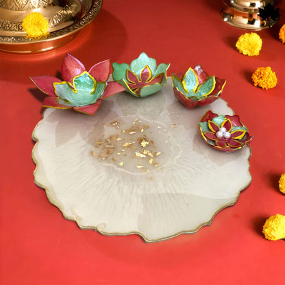 Luxury Pooja Thali for Gifting | Designer Lotus Bowl Thali for Festivals & Weddings - Fankaarlok